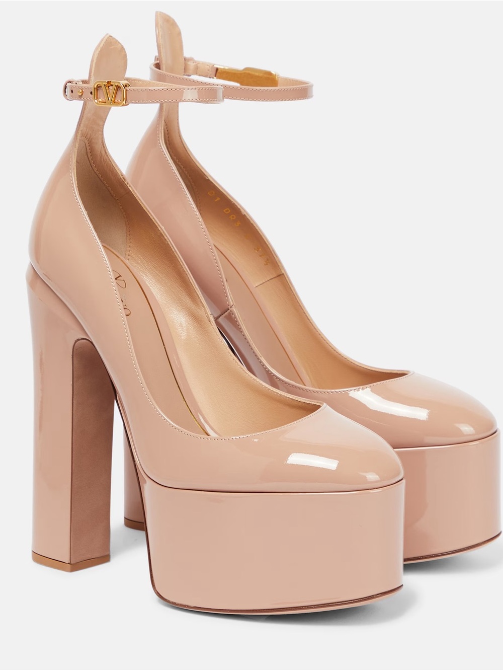 Valentino Tan-Go Patent Nude Platform Pumps - Size 9